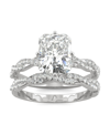 Charles & Colvard Moissanite Radiant Bridal Set 3-3/8 Ct. T.w. Diamond Equivalent In 14k White Gold In Gold