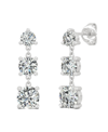Charles & Colvard Moissanite Three Stone Drop Earrings 2-1/5 Ct. T.w. Diamond Equivalent In 14k White Gold In Gold