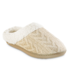 ISOTONER SIGNATURE WOMEN'S CABLE KNIT ALEXIS HOODBACK SLIPPERS