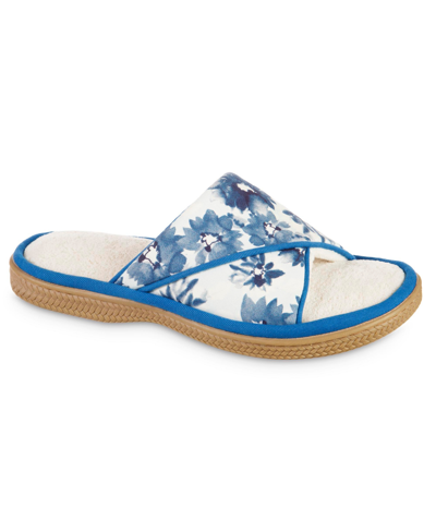 Isotoner Signature Women's Kelly Floral Slide Slippers In Island Blue
