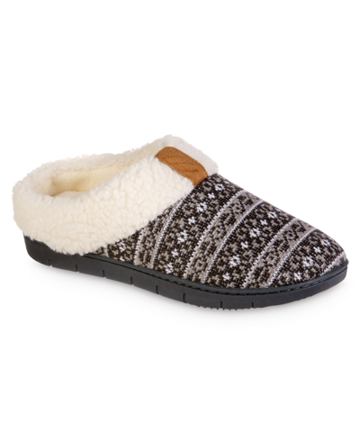 Isotoner Signature Women's Fairisle Knit Braelyn Hoodback Slippers In Black
