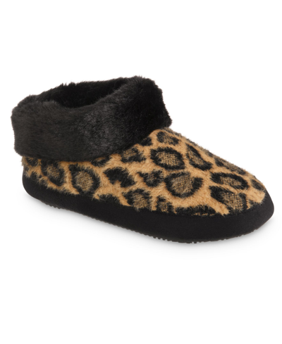 Isotoner Signature Women's Memory Foam Cheetah Comfort Boot Slippers In Buckskin
