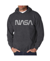 La Pop Art Men's Word Art Hooded Sweatshirt - Worm Nasa In Gray