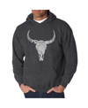 La Pop Art Men's Word Art Hooded Sweatshirt - Texas Skull In Gray