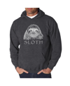 La Pop Art Men's Word Art Hoodie - Sloth In Gray