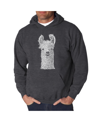 La Pop Art Men's Word Art Hoodie - Llama In Gray