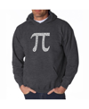 La Pop Art Men's Word Art Hooded Sweatshirt - 100 Digits Of Pi In Gray