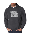 La Pop Art Men's Word Art Hooded Sweatshirt - Pug Face In Gray