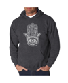 La Pop Art Men's Word Art Hooded Sweatshirt - Hamsa In Gray