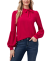 Cece Solid Tie-neck Puff-sleeve Blouse In Luminous Red