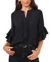 Vince Camuto Plus Size Ruffle Sleeve Henley Blouse In Black