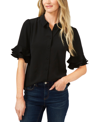 Cece Ruffle Sleeve Spread Collar Crepe Blouse In Black