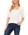 Cece Women's Short Puff Sleeve Square Neck Knit Top In White