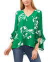 Vince Camuto Women's Floral Whisper Printed Flutter-sleeve Blouse In Green
