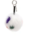 FENDI FENDI FOX FUR POM POM CHARM IN WHITE,7AR599 SVP