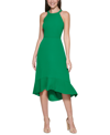 Kensie Pleated Midi Dress In Green