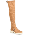 Journee Collection Women's Salisa Extra Wide Calf Lug Sole Boots In Tan/beige