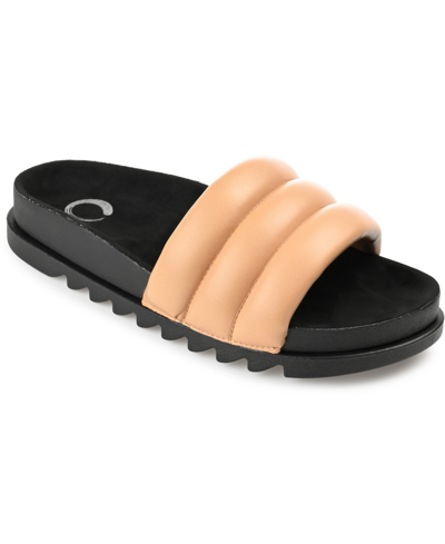 Journee Collection Women's Lazro Puff Sandals Women's Shoes In Tan/beige