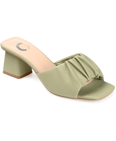 Journee Collection Women's Briarr Ruched Sandals Women's Shoes In Green