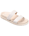 Journee Collection Stellina Womens Faux Leather Crocodile Print Slide Sandals In Tan/beige