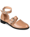 Journee Collection Constance Buckle Strap Flat In Brown