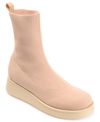 Journee Collection Women's Ebby Sock Booties In Tan/beige