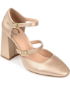 Journee Collection Womens Isadorah Mary Jane Mid Block Heel Square Toe Pumps In Yellow