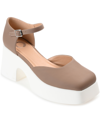 Journee Collection Women's Lizza Platform Block Heel Pumps In Tan/beige