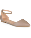 Journee Collection Women's Reba Ankle Strap Pointed Toe Flats In Tan/beige
