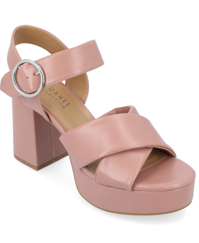 Journee Collection Women's Akeely Platform Sandals Women's Shoes In Rose