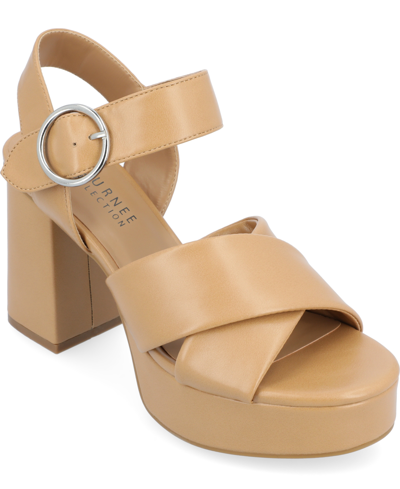 Journee Collection Women's Akeely Platform Sandals Women's Shoes In Tan