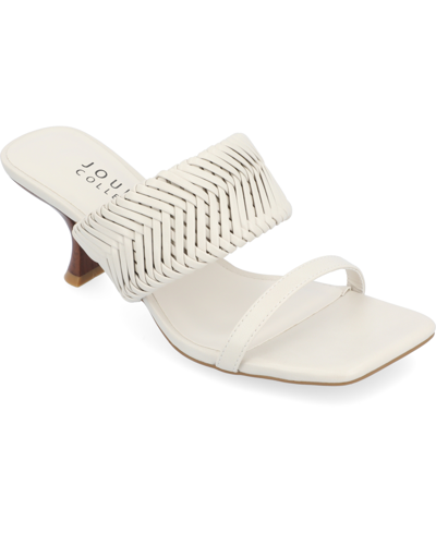 Journee Collection Women's Monyka Woven Double Band Dress Sandals In Ivory
