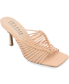 Journee Collection Women's Saskia Caged Strappy Stilletto Dress Sandals In Tan/beige