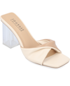 Journee Collection Aylia Clear Block Heel Sandal In Tan/beige