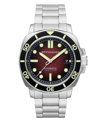 SPINNAKER MEN'S HULL DIVER AUTOMATIC OMBRE RED WITH SILVER-TONE SOLID STAINLESS STEEL BRACELET WATCH 42MM