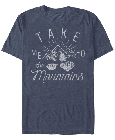 Fifth Sun Men's Mountains Me Short Sleeve Crew T-shirt In Navy Heather