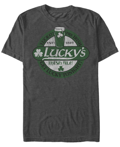 Fifth Sun Men's Lucky Luck Short Sleeve Crew T-shirt In Charcoal Heather