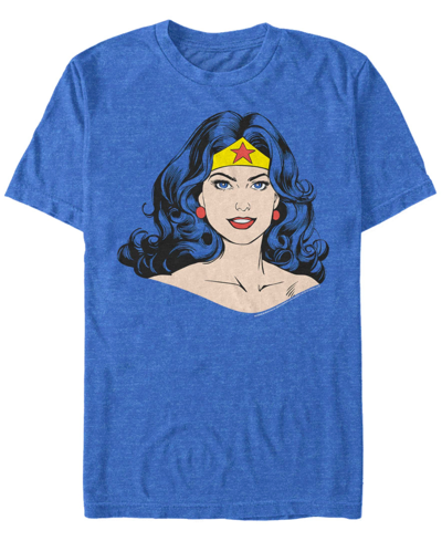 Fifth Sun Men's Wonder Woman Just Big Face Short Sleeve T-shirt In Royal Heather
