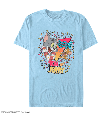 Fifth Sun Men's Tom Jerry Tj Tropical 90s Confetti Short Sleeve T-shirt In Light Blue