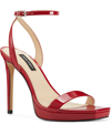 Nine West Women's Zadie Square Toe Stiletto Heel Dress Sandals Women's Shoes In Red