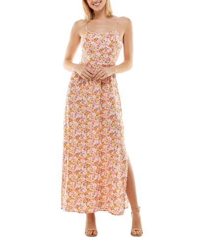 As U Wish Juniors' Molded-cup Maxi Dress In Pink