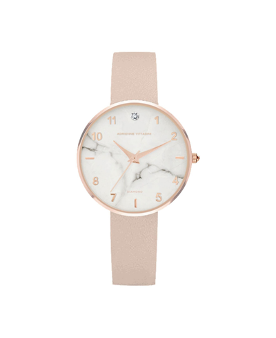 Adrienne Vittadini Women's Blush Leather Strap Watch 34mm