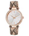 KENDALL + KYLIE WOMEN'S KENDALL + KYLIE ROSE GOLD TONE WITH BLUSH SNAKESKIN STAINLESS STEEL STRAP ANALOG WATCH 40MM