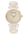 KENDALL + KYLIE WOMEN'S KENDALL + KYLIE MOTHER OF PEARL LINK WITH GOLD TONE ACCENTS STAINLESS STEEL STRAP ANALOG WAT