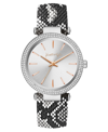 KENDALL + KYLIE WOMEN'S KENDALL + KYLIE BLACK AND WHITE SNAKESKIN STAINLESS STEEL STRAP ANALOG WATCH 40MM