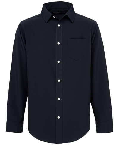 Nautica Big Boys Husky Long Sleeve Performance Woven Shirt In Navy