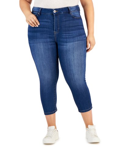 Celebrity Pink Trendy Plus Size Cropped Skinny Jeans In Makaha