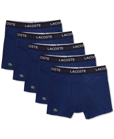 Lacoste Men's 5 Pack Cotton Boxer Brief Underwear In Navy