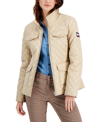 Tommy Hilfiger Quilted Zip-up Jacket In Tan/beige