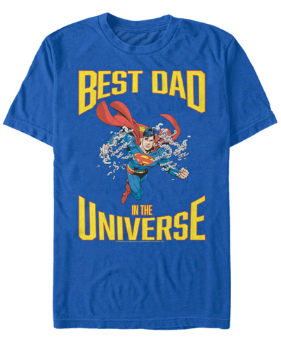 Fifth Sun Men's Superman Super Best Dad Short Sleeve T-shirt In Royal